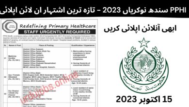 PPHI سندھ نوکریاں 2023 - تازہ ترین اشتہار ان لائن اپلائی